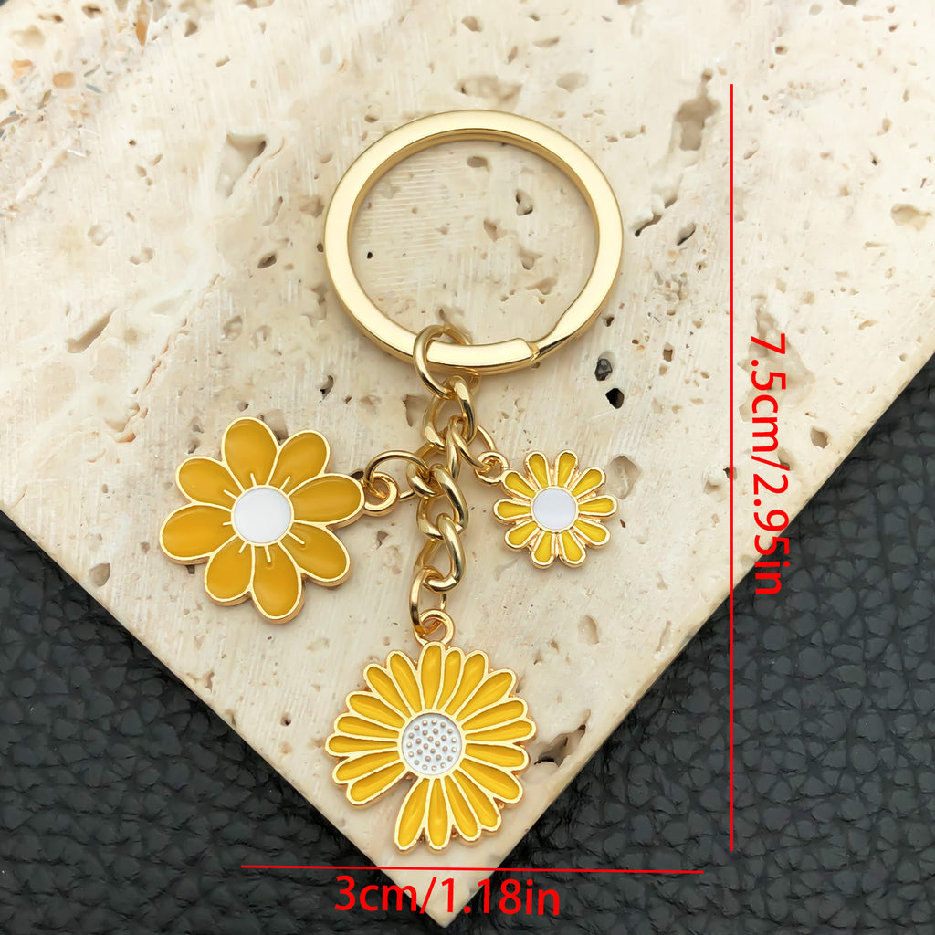 Cottagecore Daisy Enamel Keyring Bag Charm - Yellow