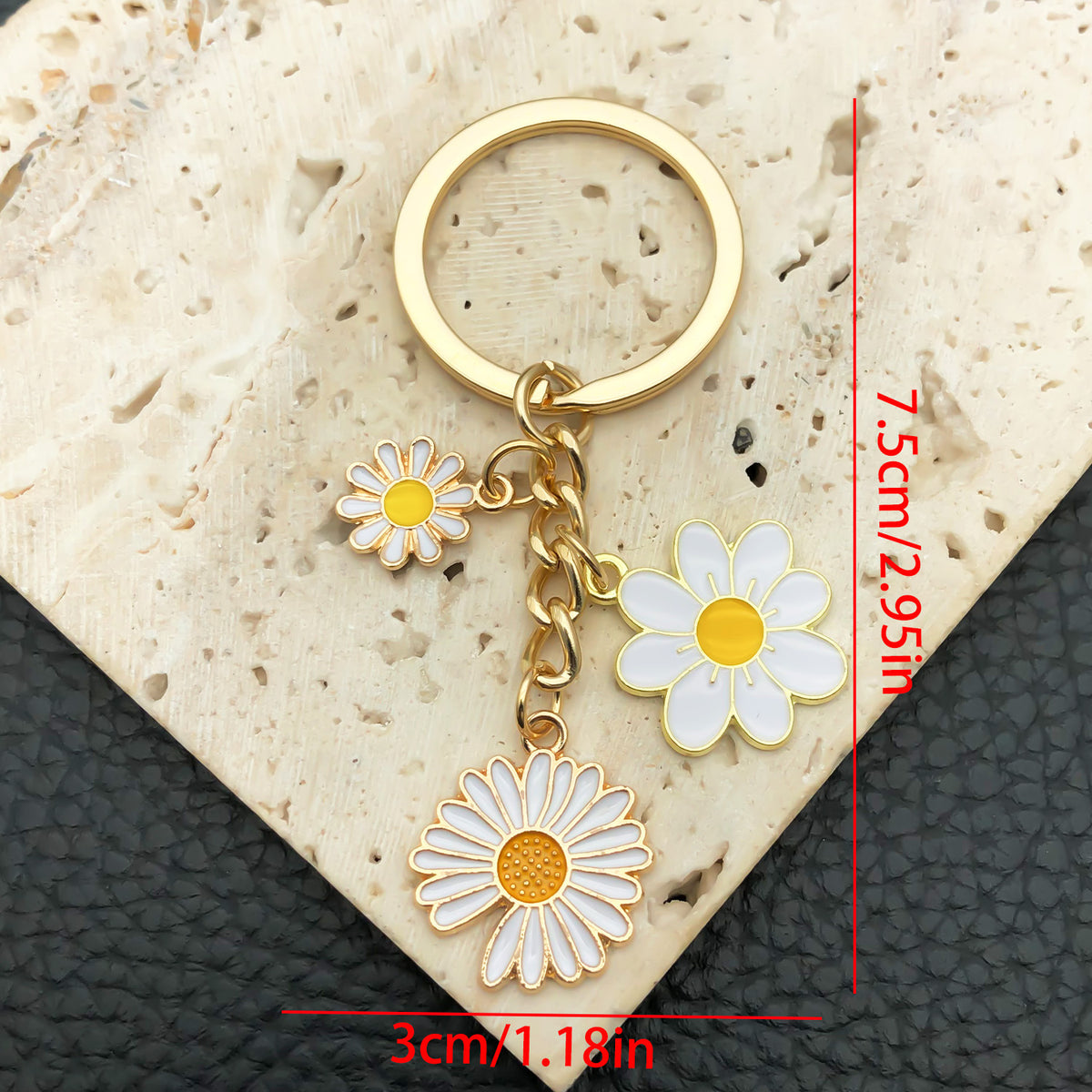Cottagecore Daisy Enamel Keyring Bag Charm - White