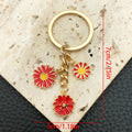 Cottagecore Daisy Enamel Keyring Bag Charm - Red