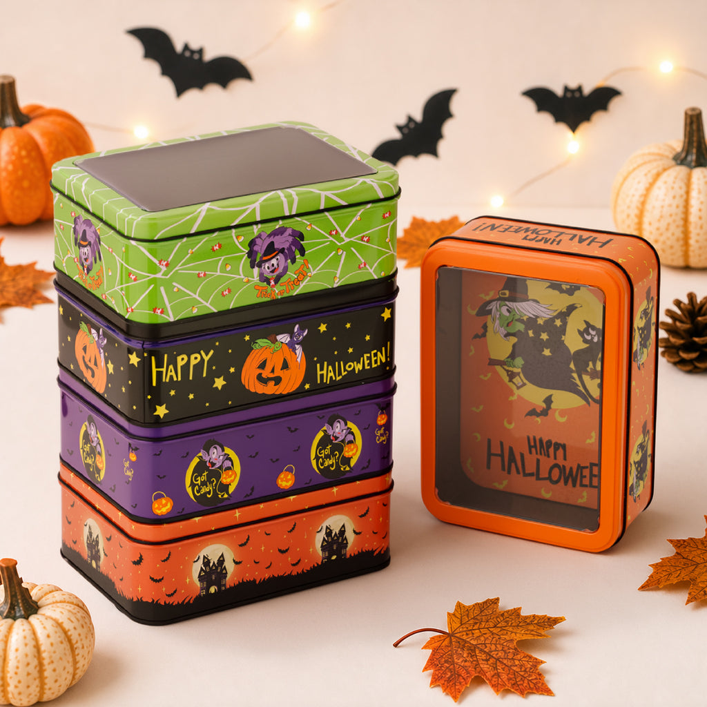 Halloween Decor Tin Box With Clear Window Lid - view 1