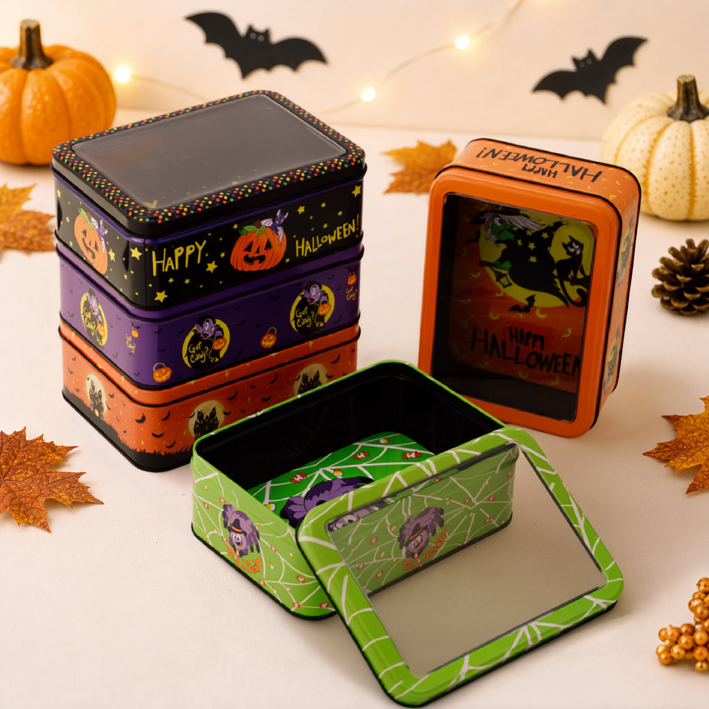 Halloween Decor Tin Box With Clear Window Lid - view 2