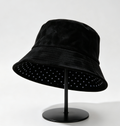 Reversible Faux Suede Bucket Hat With Dotted Side - Black