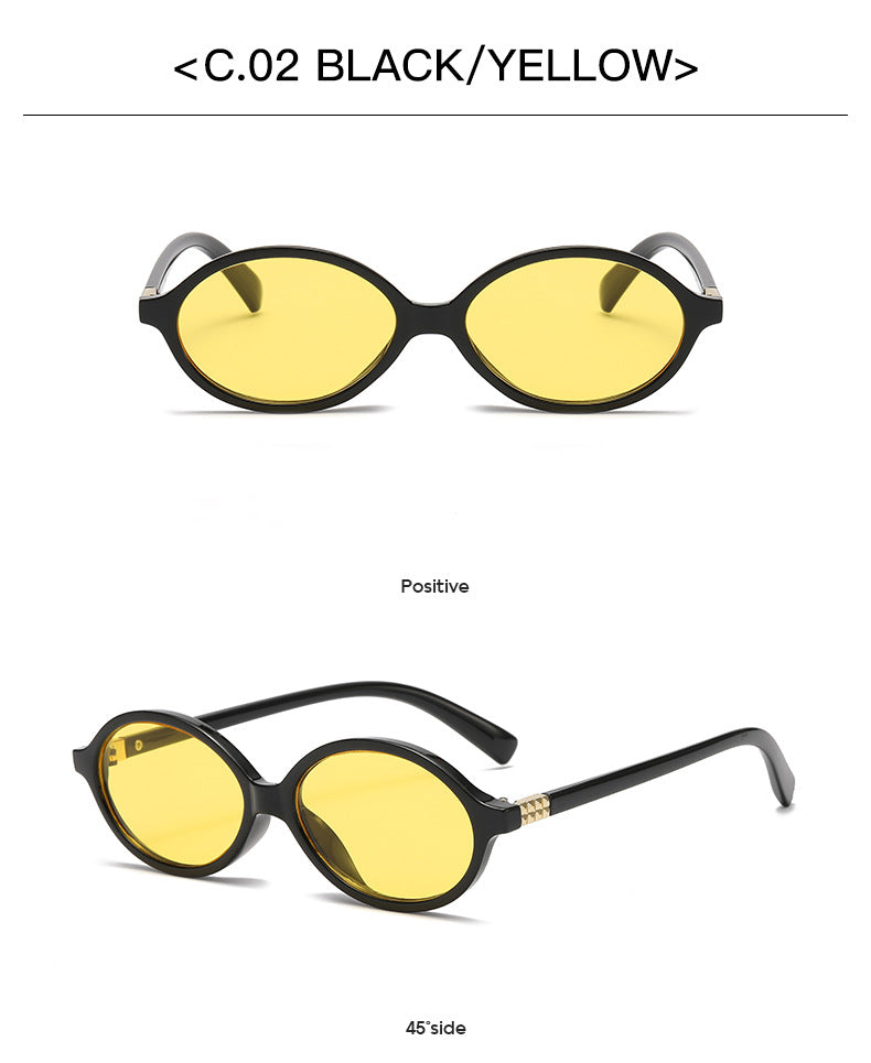 Retro Oval Frame Tinted Sunglasses - view 2