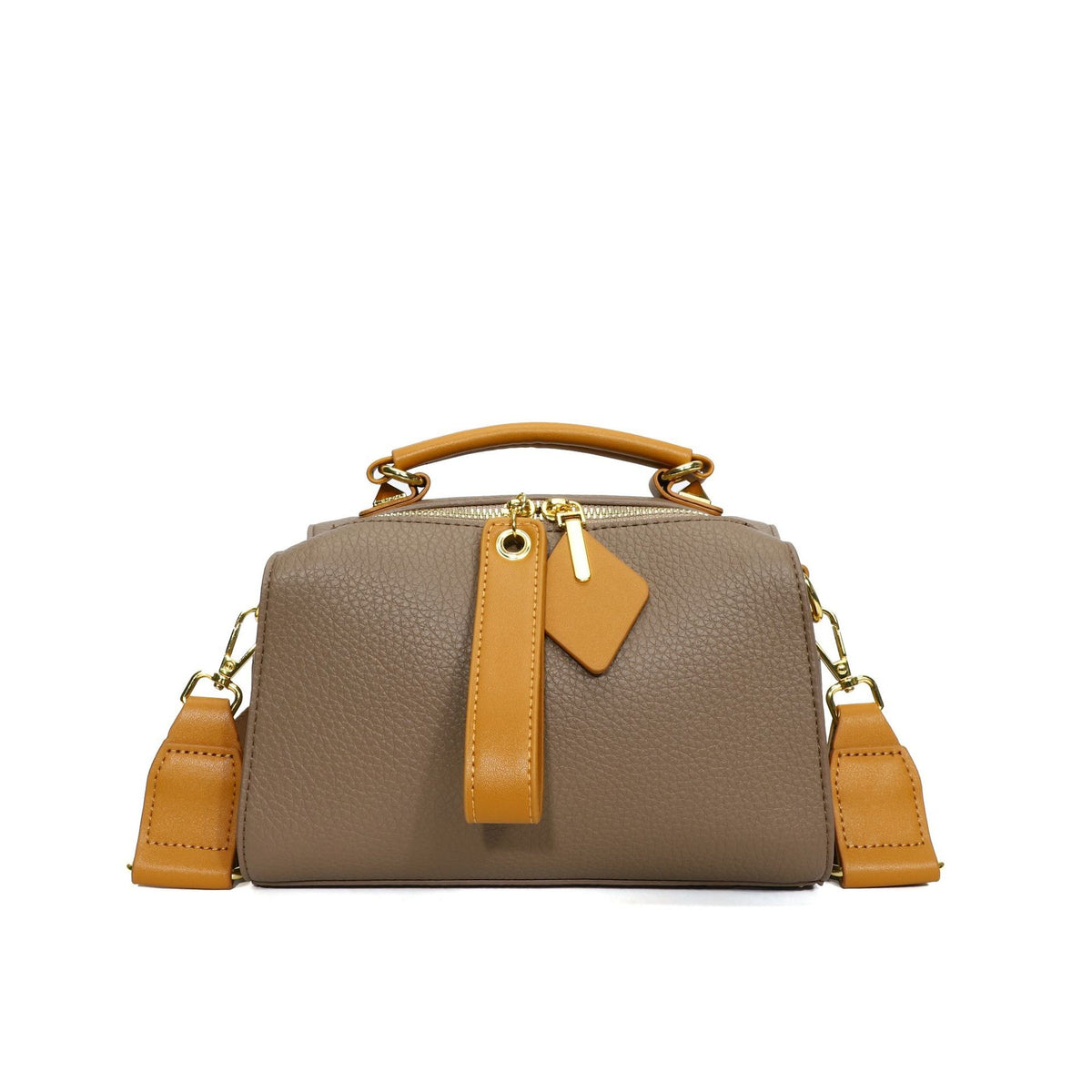 Pebbled Pillow Mini Boston Bag - Taupe
