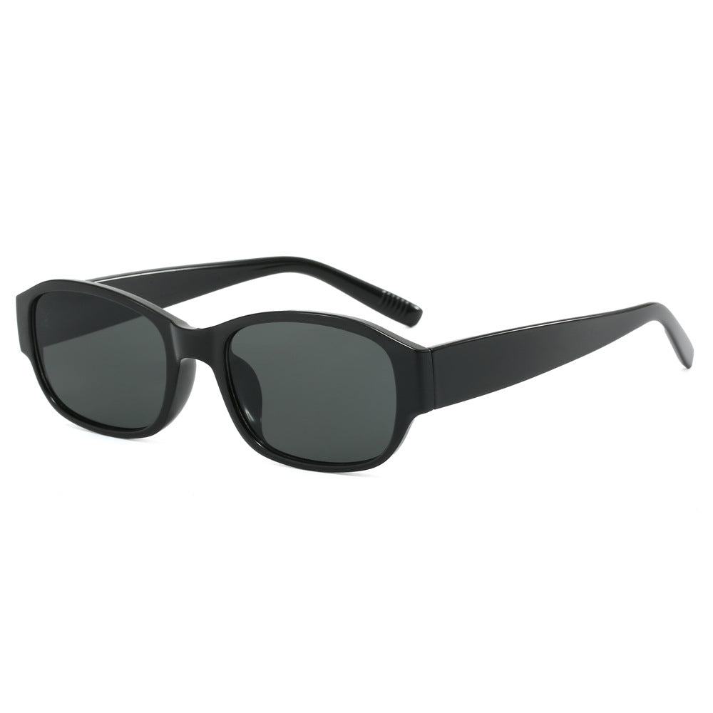 Slim Rectangle Cat Eye Frame Sunglasses - Black