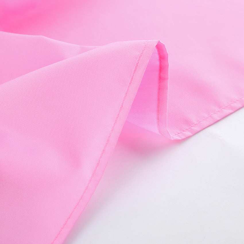 Lace Up Front Oversized Longline Shirt - Pink - 6