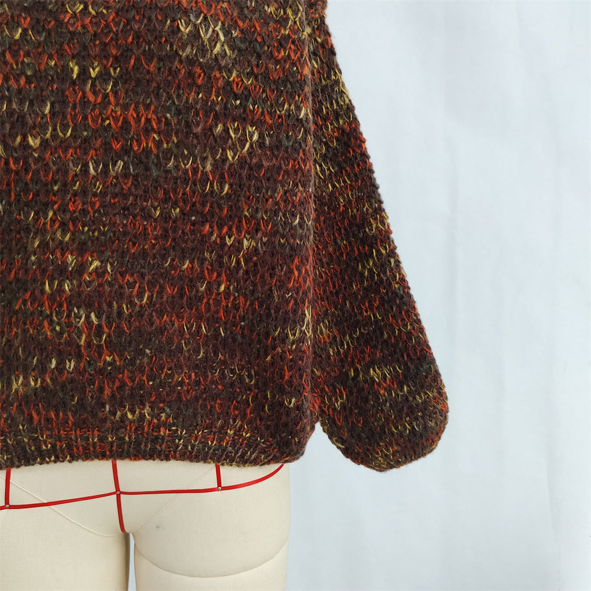 Chunky Marled Mock Neck Jumper - brown - 3