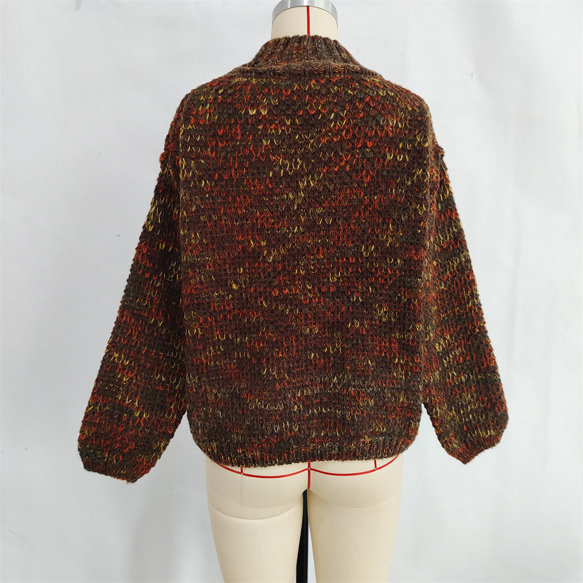 Chunky Marled Mock Neck Jumper - brown - 4
