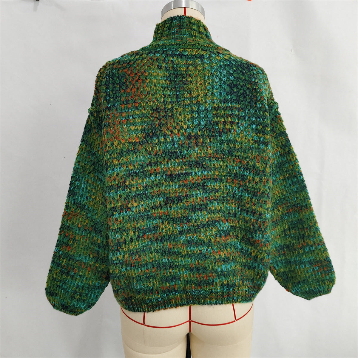 Chunky Marled Mock Neck Jumper - green - 1