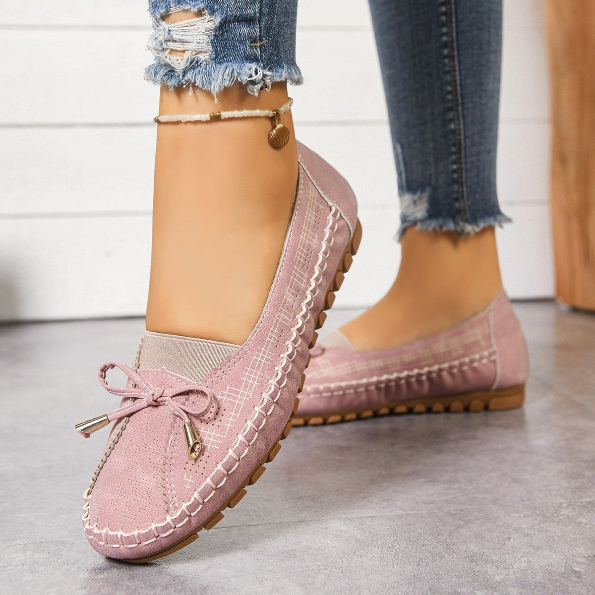 Soft Sole Slip-On Moccasin Loafers - Pink