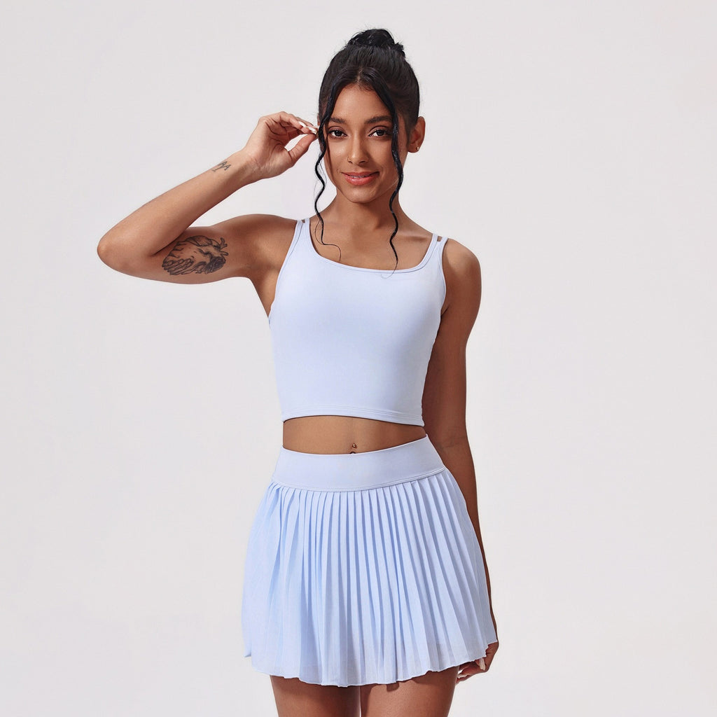 Tie Back Crop Tank and Pleated Tennis Skort Set