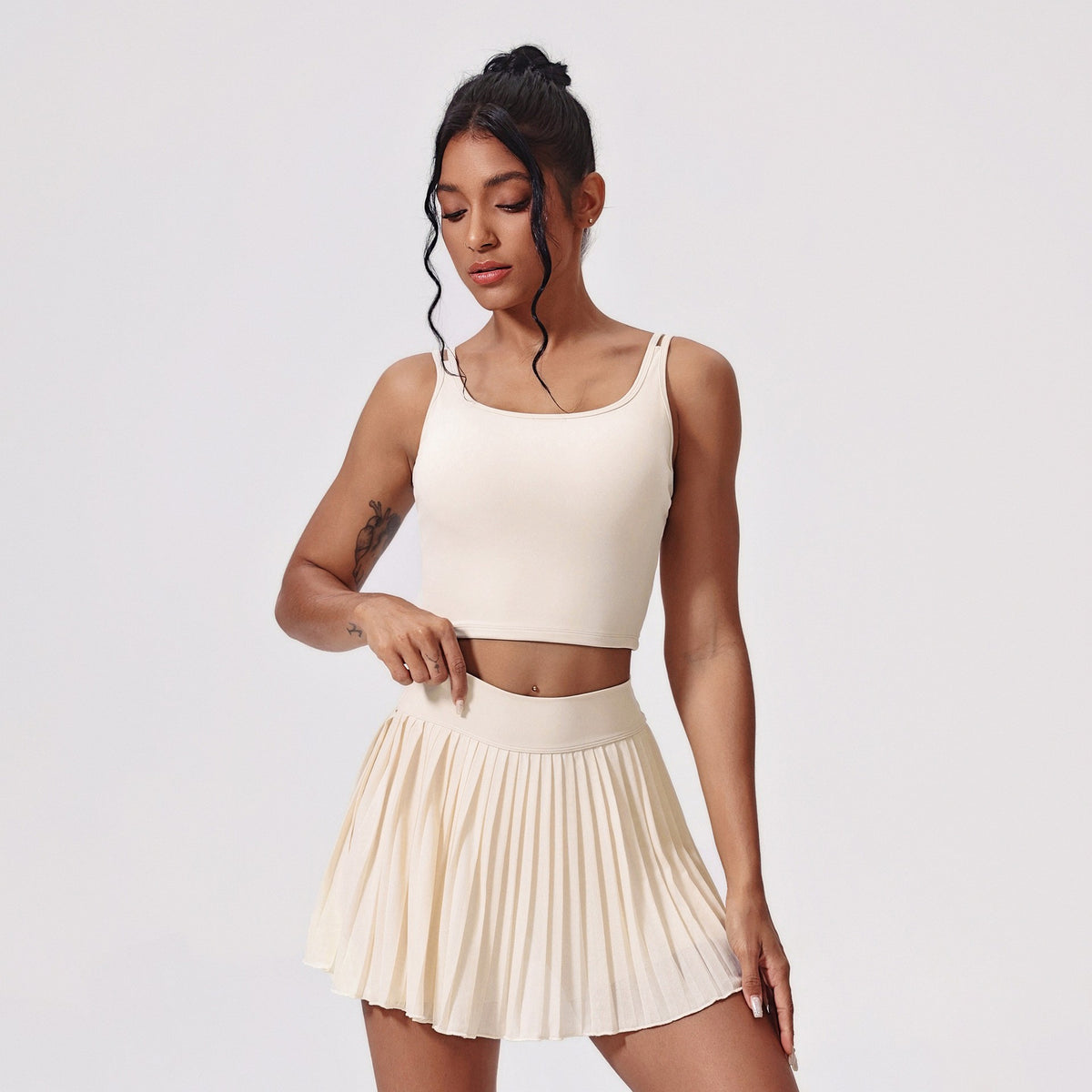 Tie Back Crop Tank and Pleated Tennis Skort Set