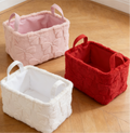 Fluffy Bow Storage Tote With Handles - Pink