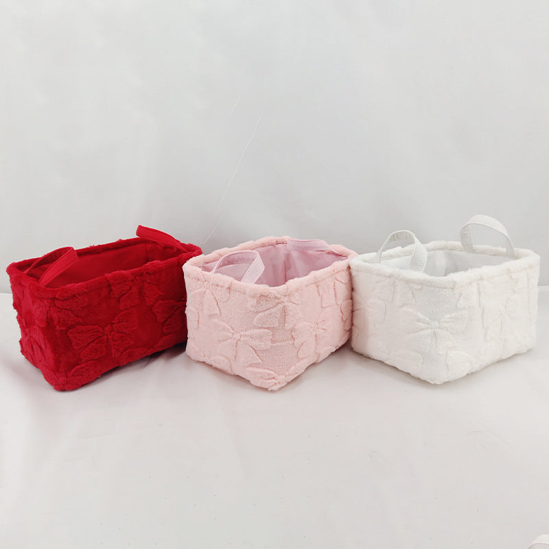 Fluffy Bow Storage Tote With Handles - Pink - 5