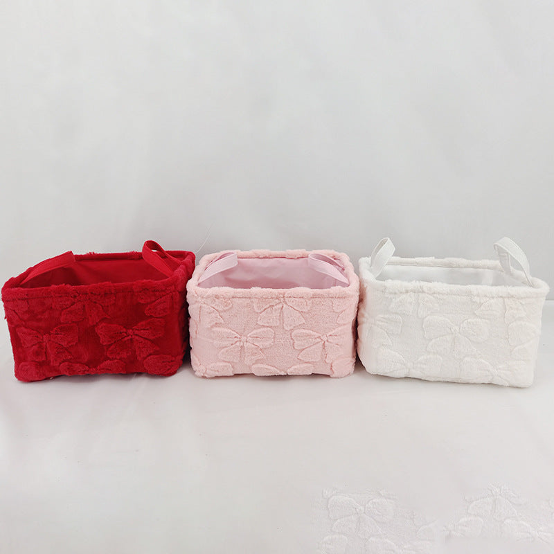 Fluffy Bow Storage Tote With Handles - Pink - 6