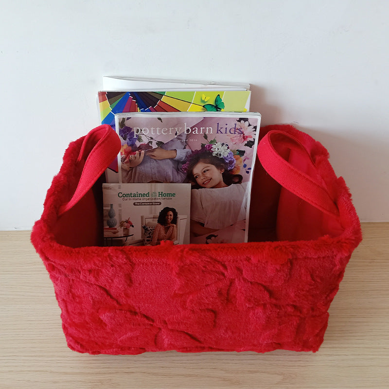 Fluffy Bow Storage Tote With Handles - Red - 1