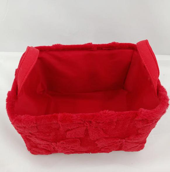 Fluffy Bow Storage Tote With Handles - Red - 4