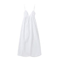 Backless Poplin Tiered Slip Maxi Dress - White