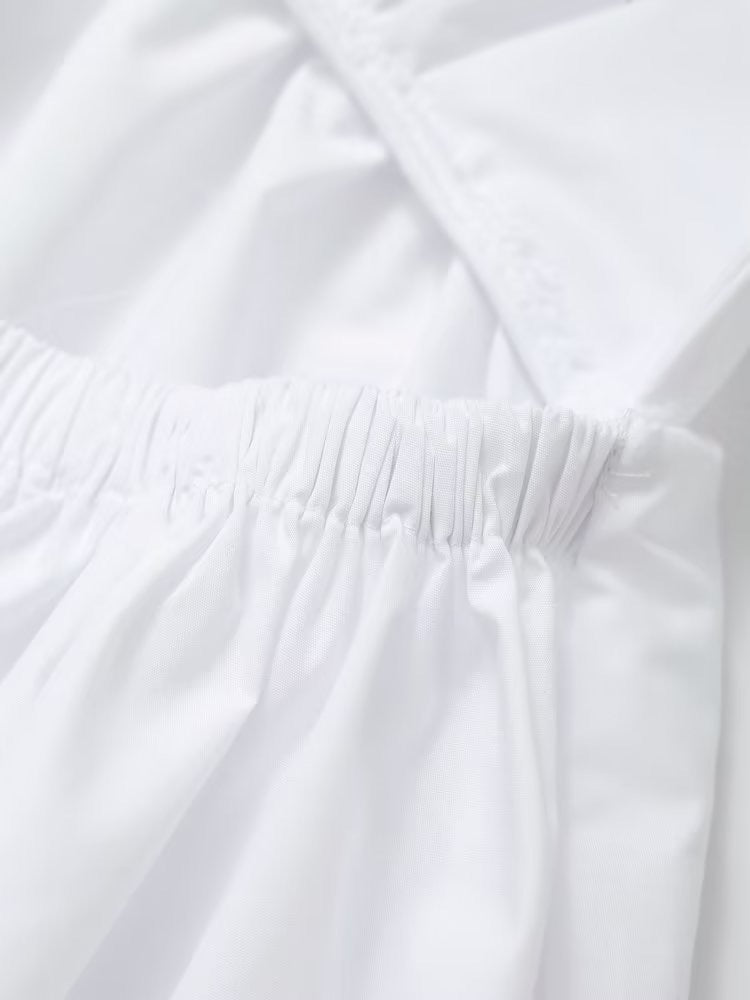 Backless Poplin Tiered Slip Maxi Dress - White - 2