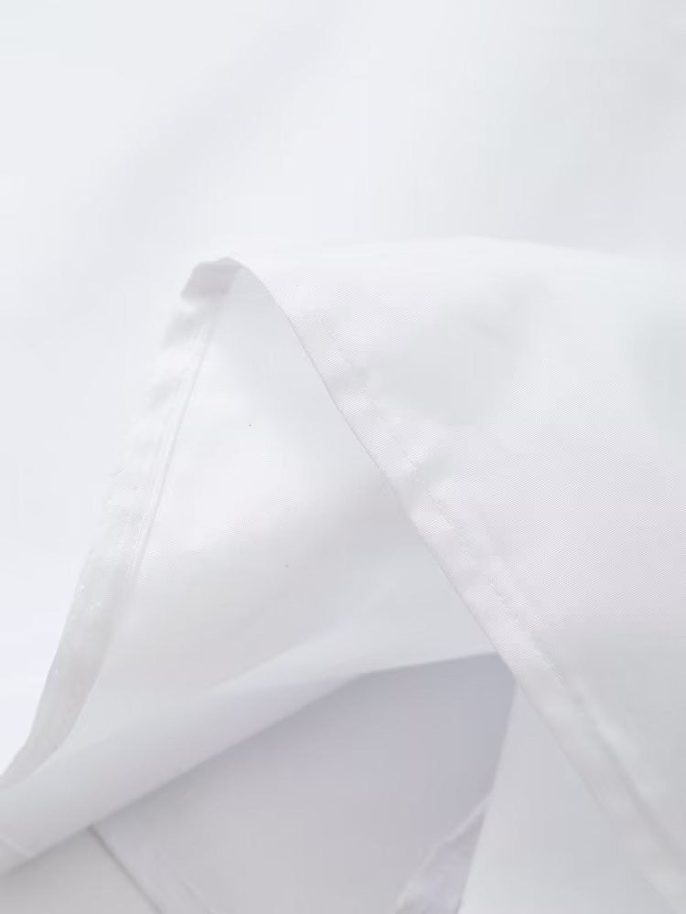 Backless Poplin Tiered Slip Maxi Dress - White - 3
