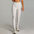 Brushed Crossover Waist Full Length Yoga Leggings - Ivory