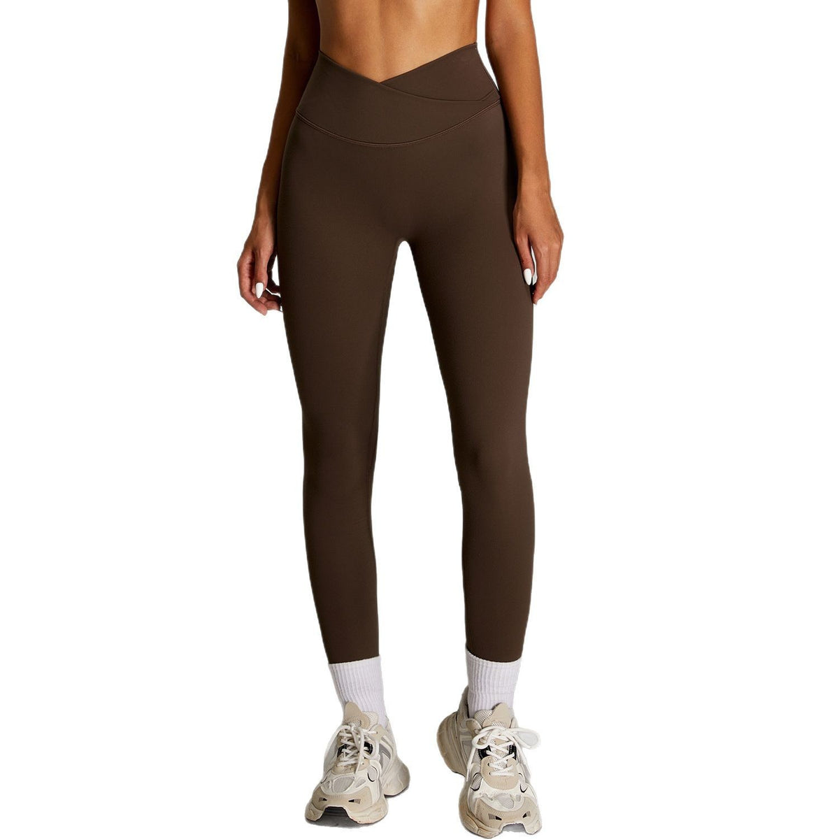 Brushed Crossover Waist Full Length Yoga Leggings