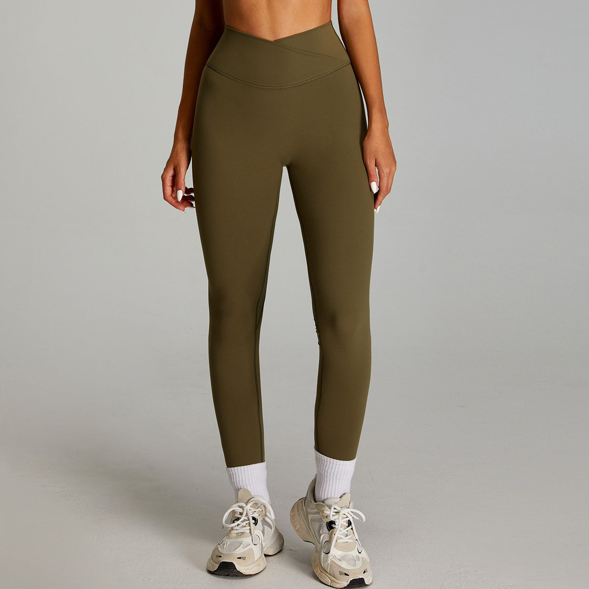 Brushed Crossover Waist Full Length Yoga Leggings