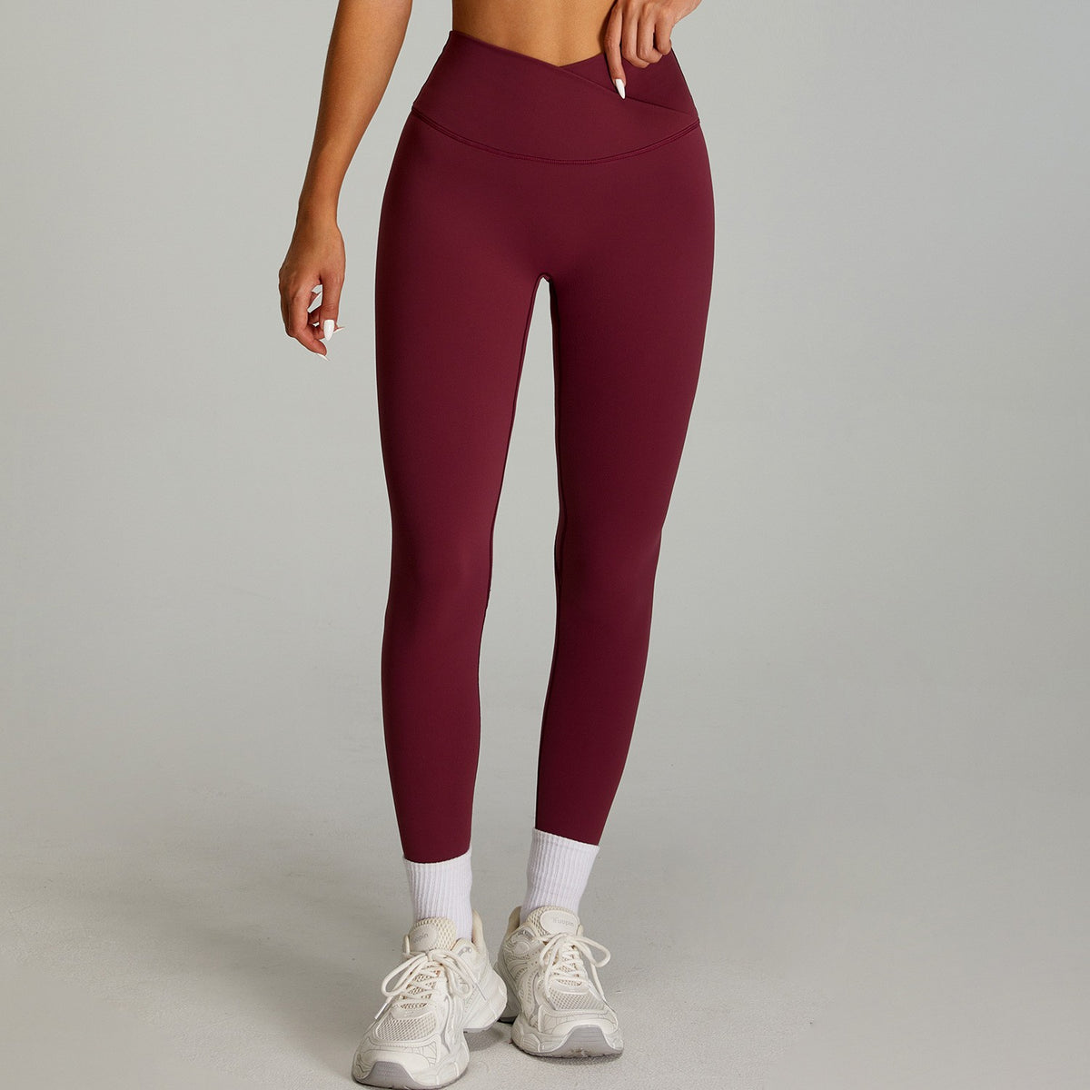Brushed Crossover Waist Full Length Yoga Leggings