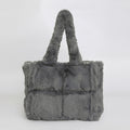 Plush Faux Fur Patchwork Tote Bag - Grey
