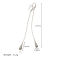Long Chain Threader Teardrop Earrings - Silvery