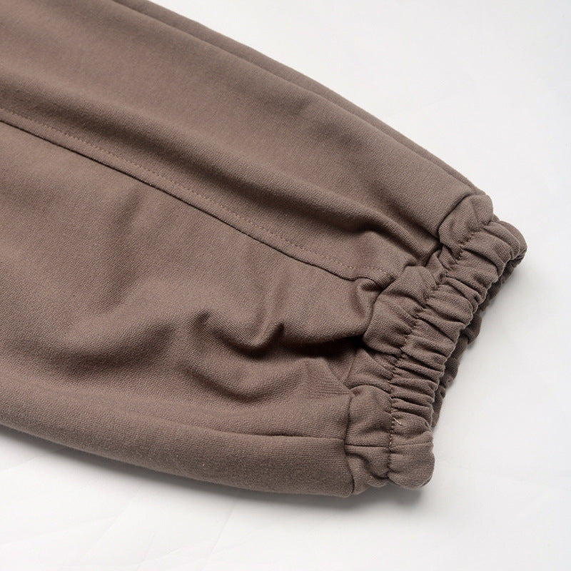 Drawstring Elastic Cuff Pocket Joggers - Brown - 5