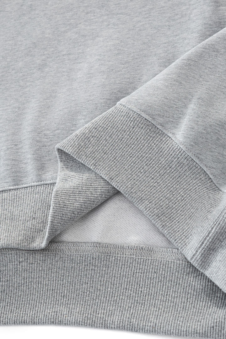 Cropped V Neck Sweatshirt With Ruched Sleeves - Grey - 10