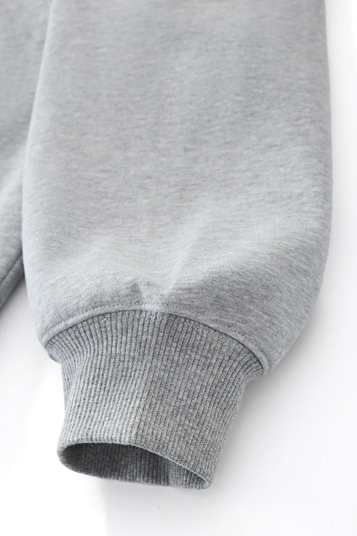 Cropped V Neck Sweatshirt With Ruched Sleeves - Grey - 11