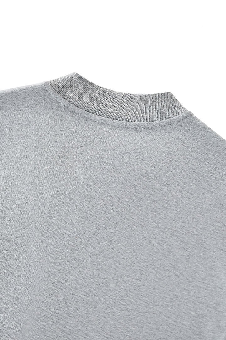 Cropped V Neck Sweatshirt With Ruched Sleeves - Grey - 13