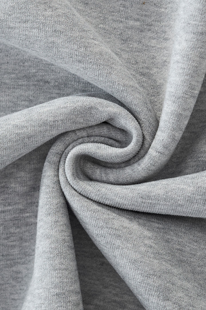 Cropped V Neck Sweatshirt With Ruched Sleeves - Grey - 14