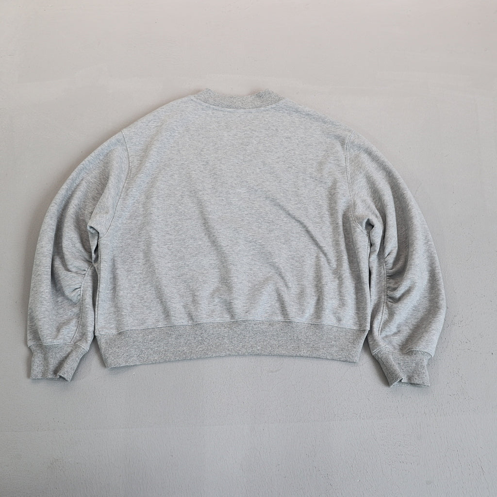 Cropped V Neck Sweatshirt With Ruched Sleeves - Grey - 4