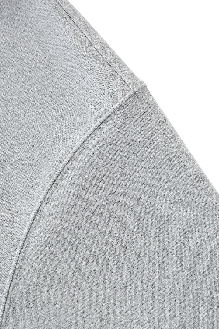 Cropped V Neck Sweatshirt With Ruched Sleeves - Grey - 8