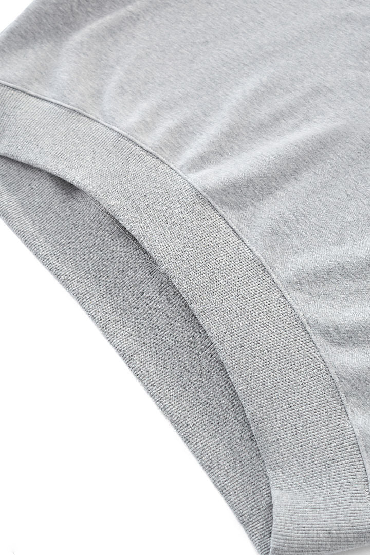 Cropped V Neck Sweatshirt With Ruched Sleeves - Grey - 9