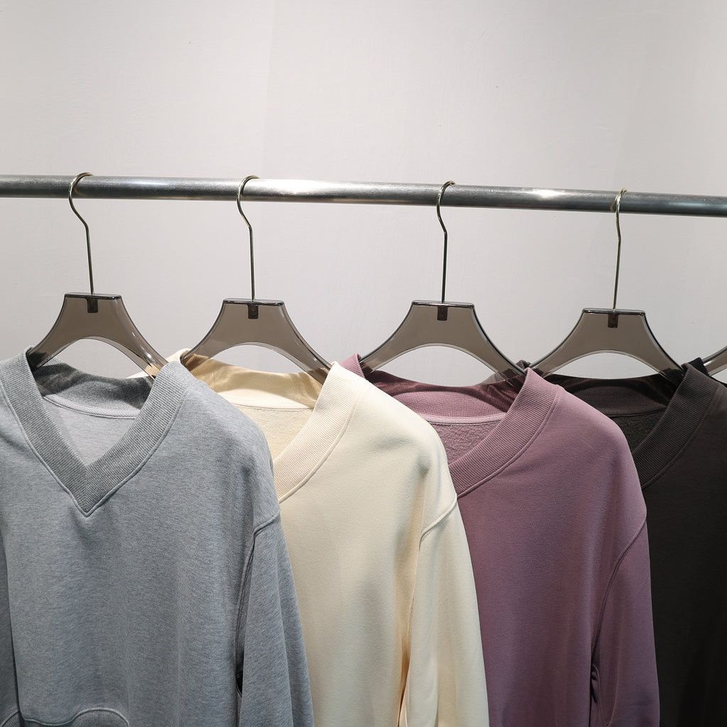 Cropped V Neck Sweatshirt With Ruched Sleeves - view 2