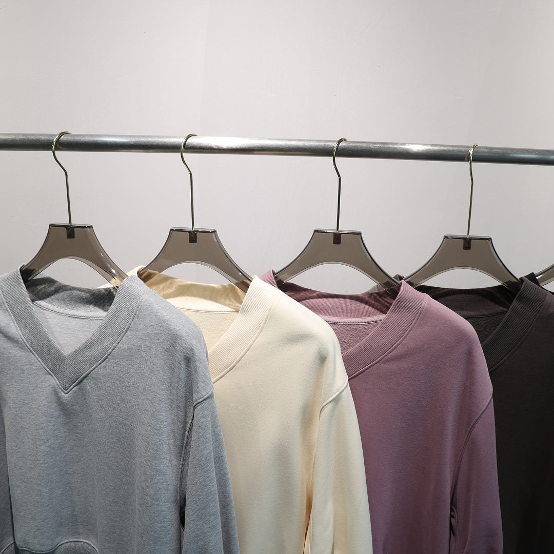 Cropped V Neck Sweatshirt With Ruched Sleeves - view 2