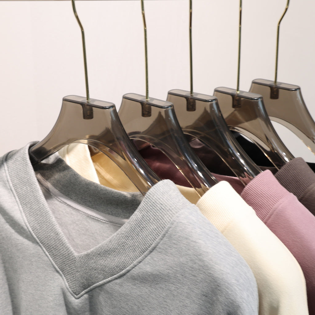 Cropped V Neck Sweatshirt With Ruched Sleeves - view 3