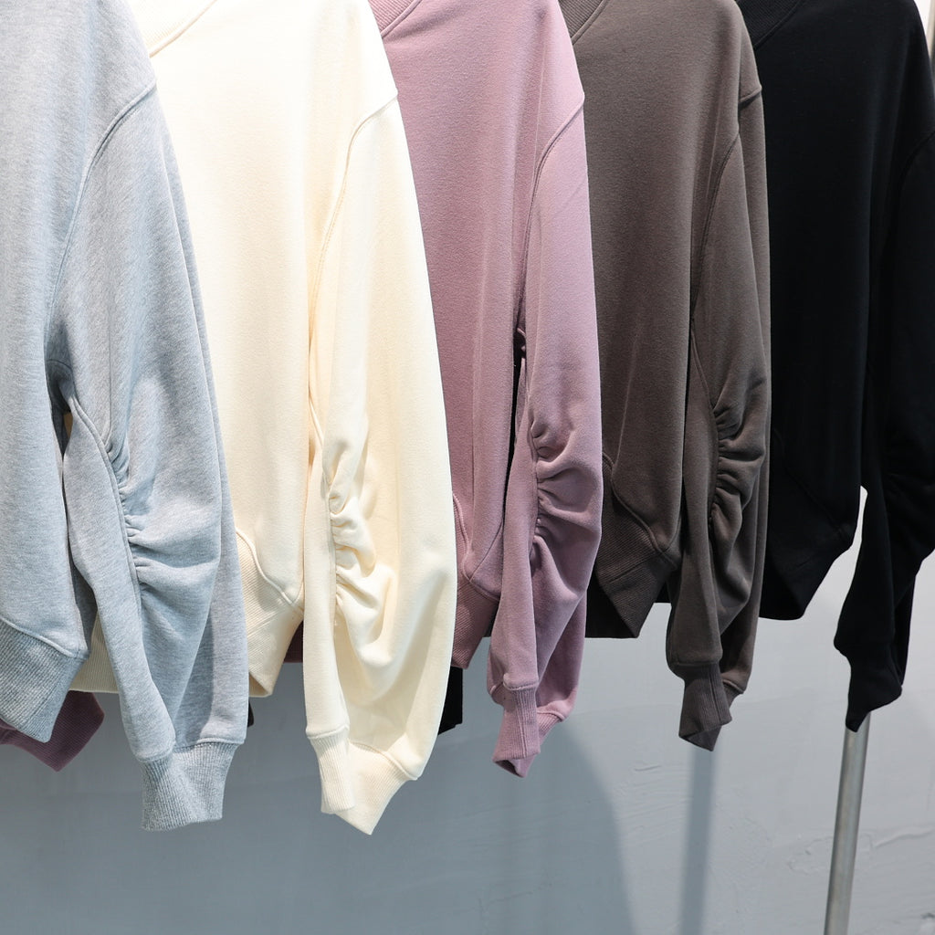 Cropped V Neck Sweatshirt With Ruched Sleeves - view 6