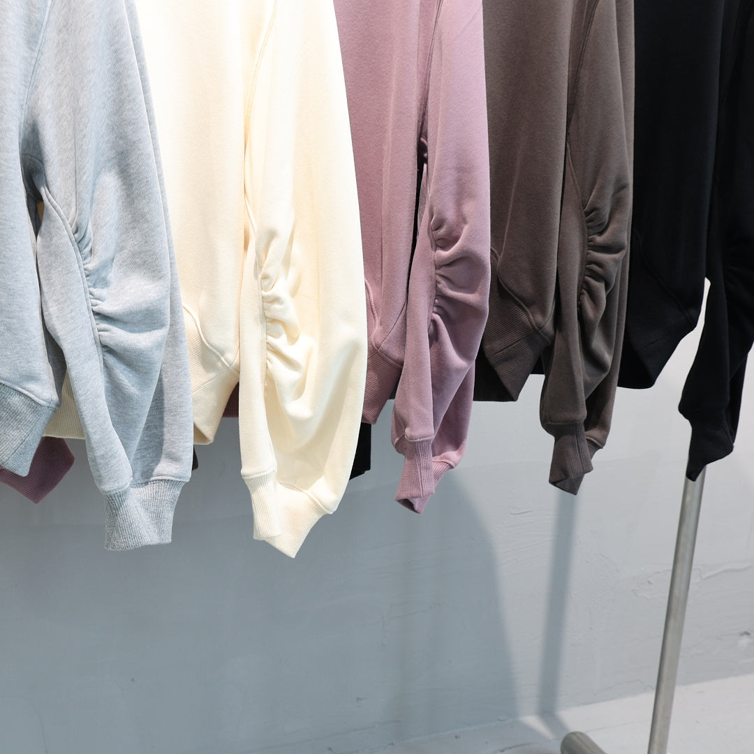 Cropped V Neck Sweatshirt With Ruched Sleeves - view 7