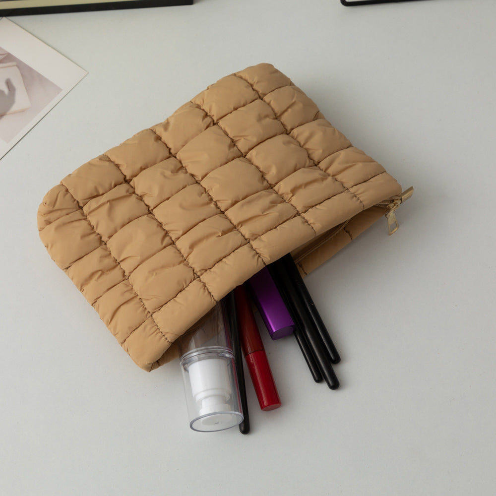 Puffy Quilted Cosmetic Pouch With Zip Top - view 1