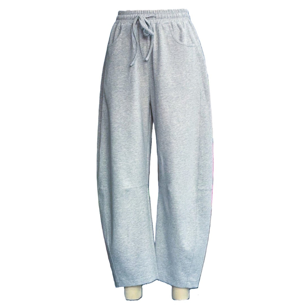 Drawstring Wide Leg Sweatpants With Pockets - Grey
