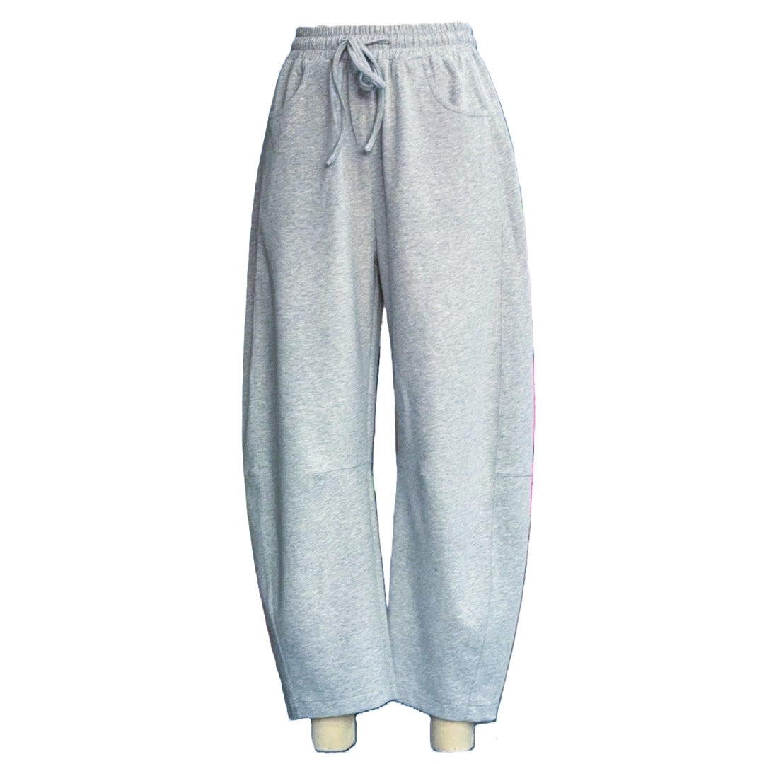 Drawstring Wide Leg Sweatpants With Pockets - Grey