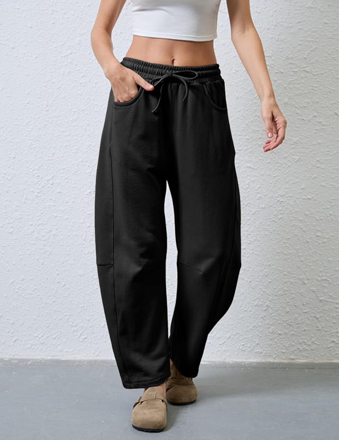 Drawstring Wide Leg Sweatpants With Pockets