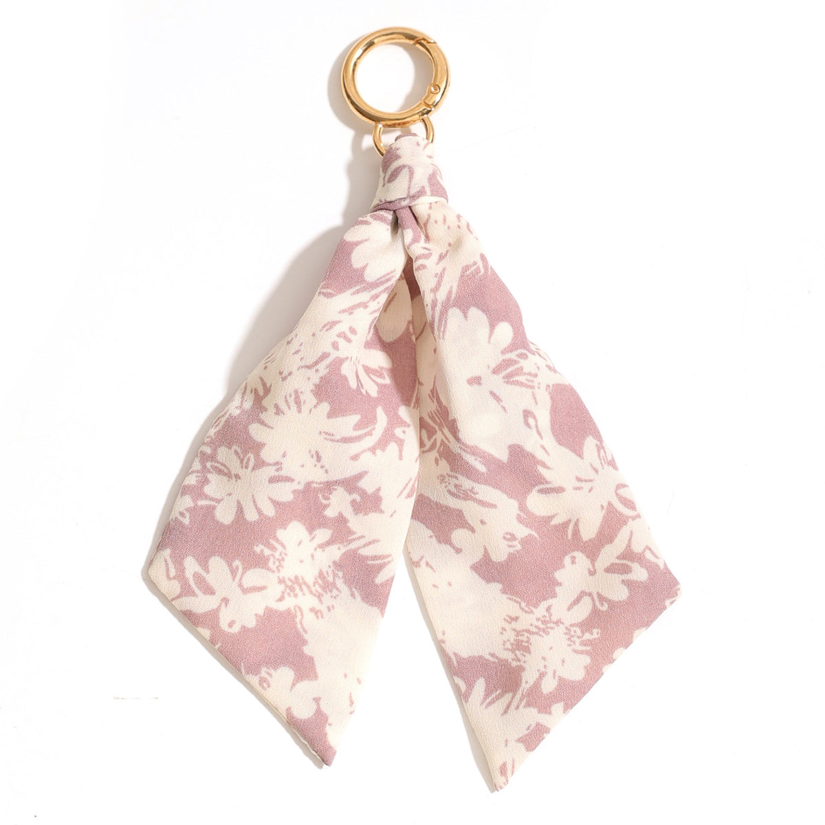 Silhouette Floral Ribbon Ring Keychain Charm - GoldPink