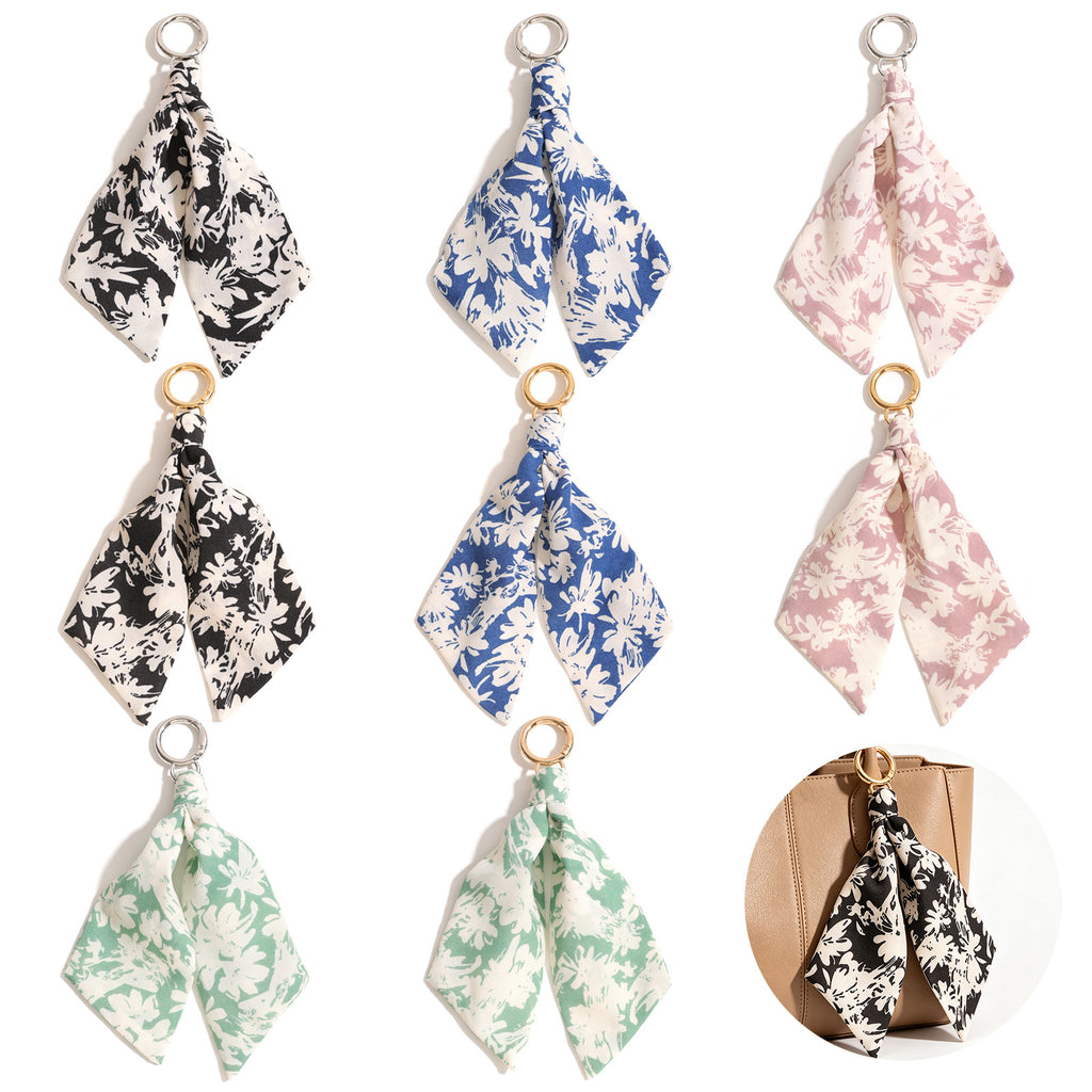 Silhouette Floral Ribbon Ring Keychain Charm