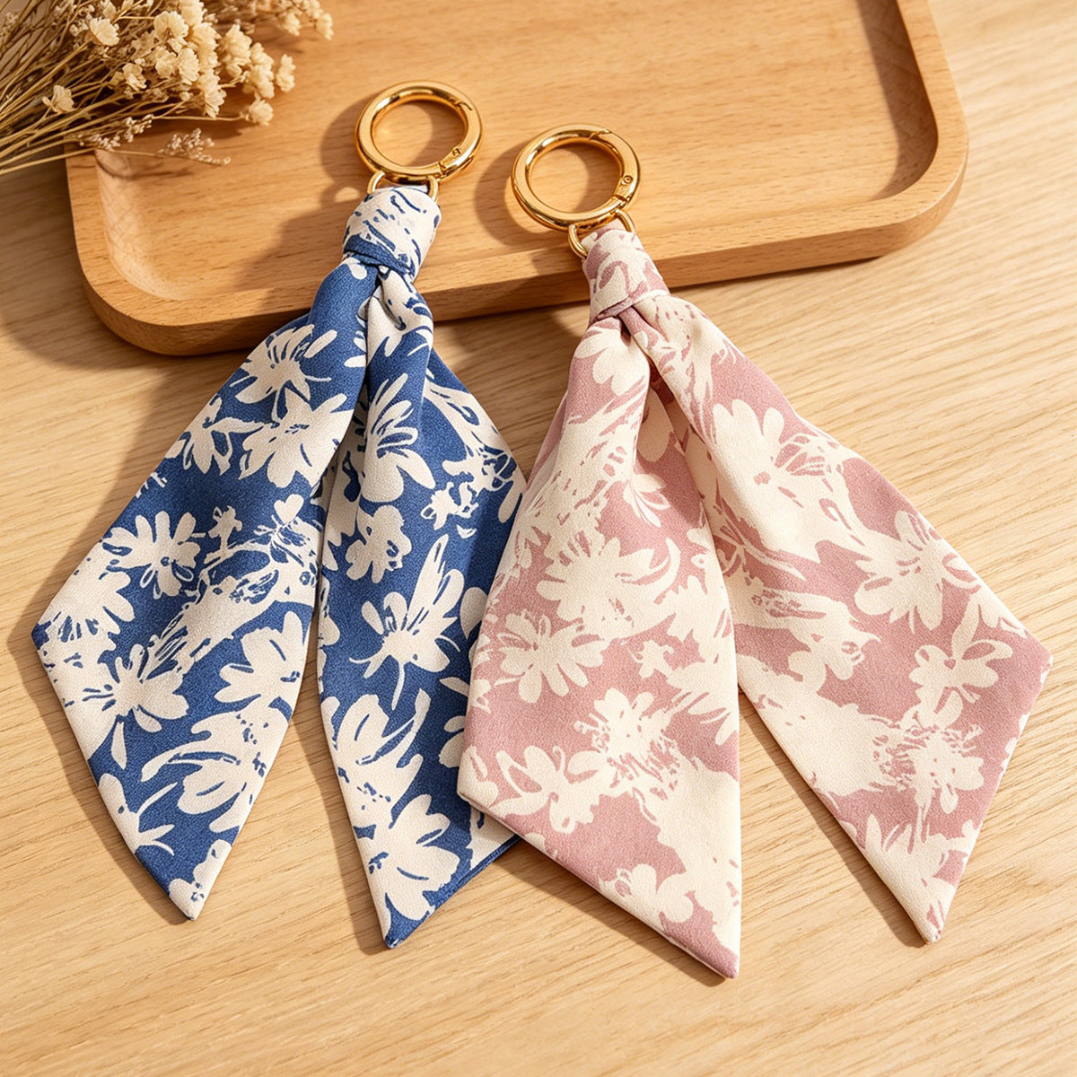 Silhouette Floral Ribbon Ring Keychain Charm - view 2
